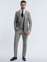 Reiss Grey Melange Como Atelier Wool Cashmere Slim Fit Single Breasted Blazer - Image 3 of 8