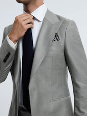 Reiss Grey Melange Como Atelier Wool Cashmere Slim Fit Single Breasted Blazer - Image 4 of 8