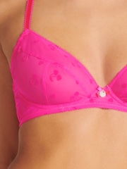 Boux Avenue Pink Nadia Cherry Flock Plunge Bra - Image 2 of 2