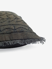 French Connection Khaki Elmwood Distressed Tufted Cushion - Image 4 of 4