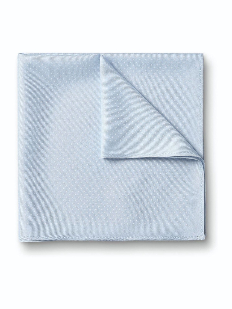 Charles Tyrwhitt Sky Blue Spot Silk Pocket Square Handkerchief - Image 1 of 3 Charles Tyrwhitt Sky Blue Spot Silk Pocket Square Handkerchief - Image 1 of 3