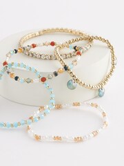 Multi Pastel Beaded Stretch Bracelet Pack - Image 3 of 3