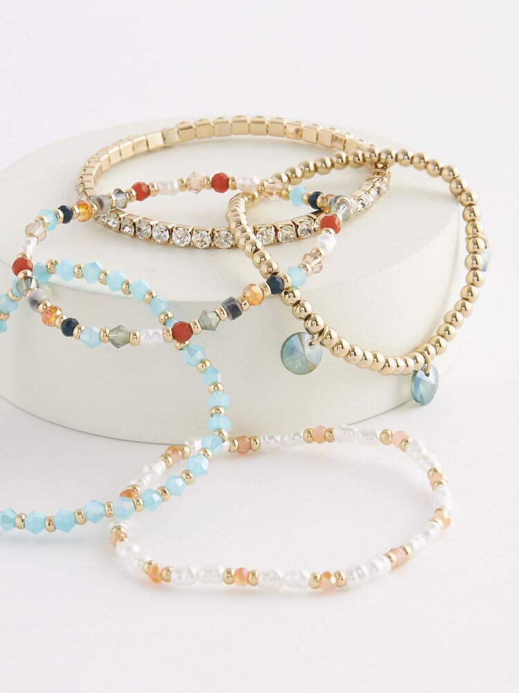 Multi Pastel Beaded Stretch Bracelet Pack - Image 3 of 3