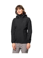Jack Wolfskin Stormy Point с капюшоном черной куртки - Изображение 1 из 4