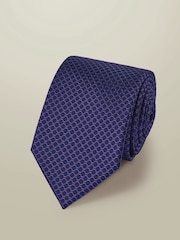 Charles Tyrwhitt Dark Blue Stone Medallion Silk Tie - Image 2 of 3