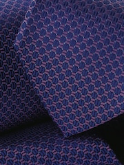 Charles Tyrwhitt Dark Blue Stone Medallion Silk Tie - Image 3 of 3