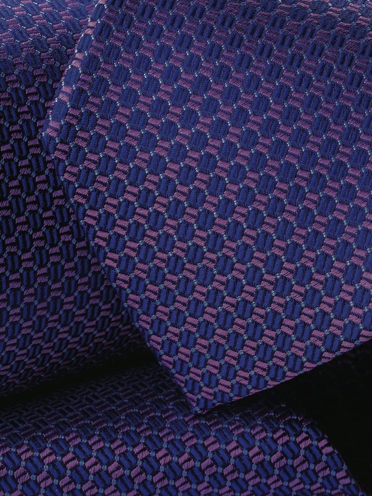 Charles Tyrwhitt Dark Blue Stone Medallion Silk Tie - Image 3 of 3