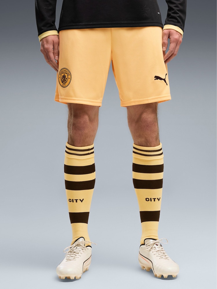 Puma Yellow Manchester City Shorts - Image 2 of 5 Puma Yellow Manchester City Shorts - Image 2 of 5