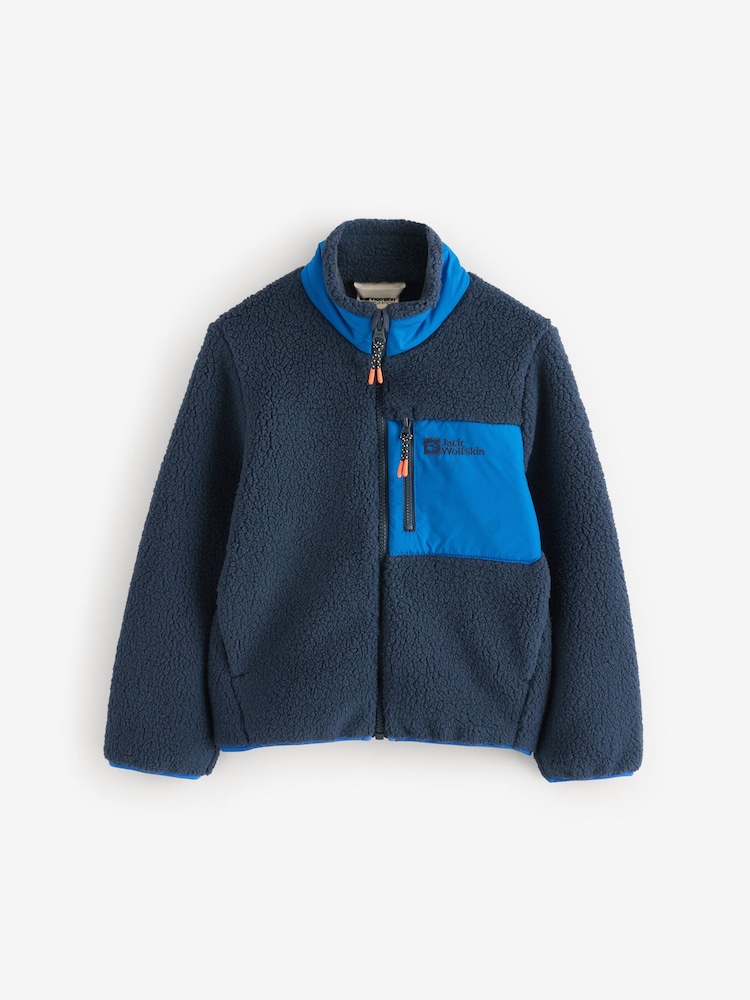 Jack Wolfskin Navy Ice Curl Contrast Pocket FZ Fleece - Image 1 of 1 Jack Wolfskin Navy Ice Curl Contrast Pocket FZ Fleece - Image 1 of 1