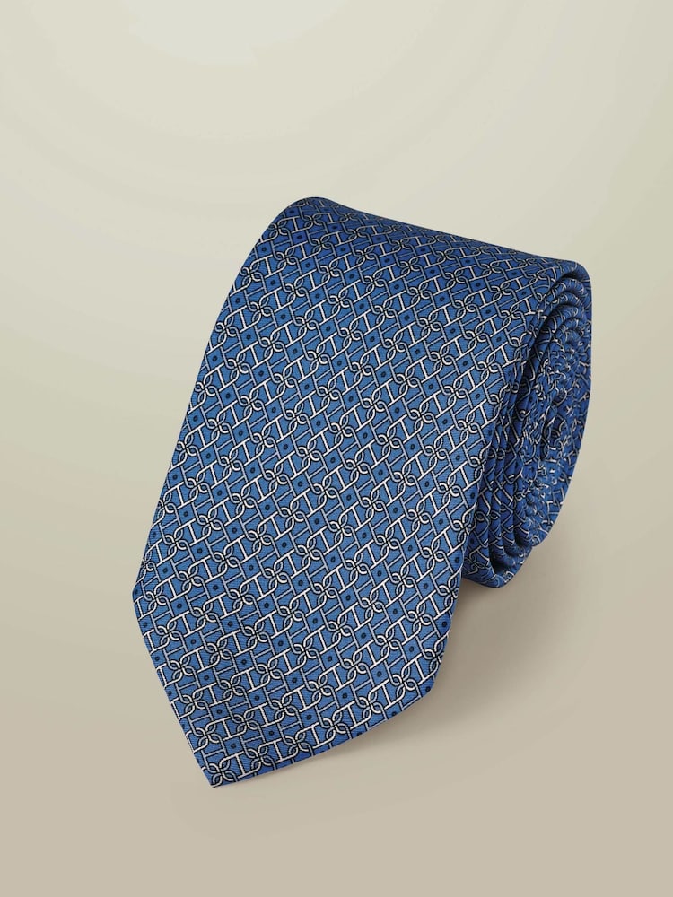 Charles Tyrwhitt Blue Silk Print Tie - Image 2 of 3 Charles Tyrwhitt Blue Silk Print Tie - Image 2 of 3