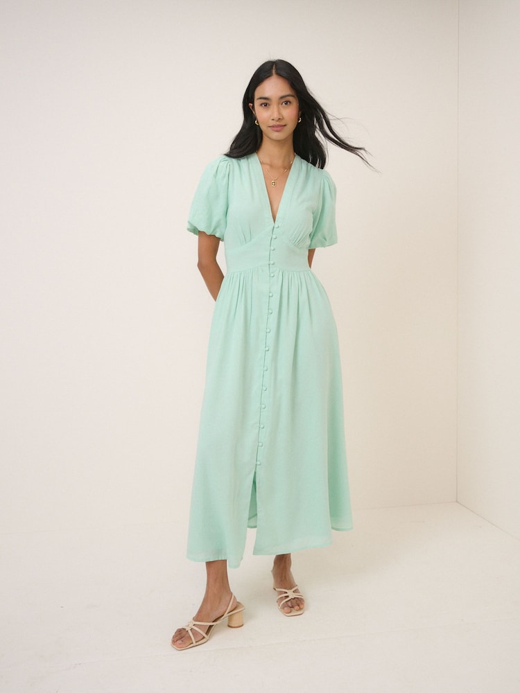 Nobodys Child Green Ss Starlight Midi Dress - Image 1 of 5
