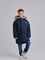 Jack Wolfskin Navy Cosy Bear Trim Long Jacket - Image 1 of 6