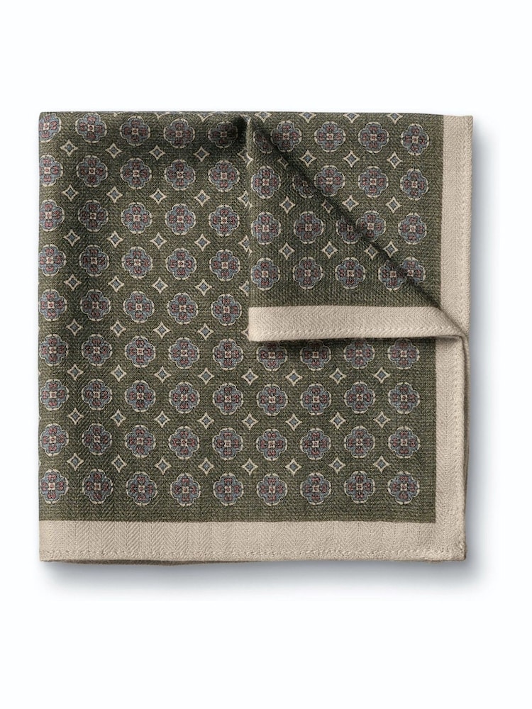 Charles Tyrwhitt Green Floral Silk Pocket Square - Image 1 of 3 Charles Tyrwhitt Green Floral Silk Pocket Square - Image 1 of 3
