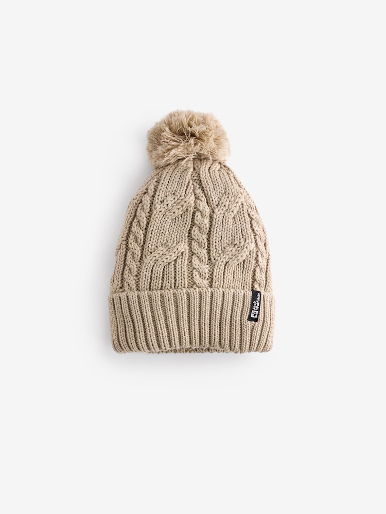 Jack Wolfskin Pom Pom Knitted White Beanie - Image 1 of 4