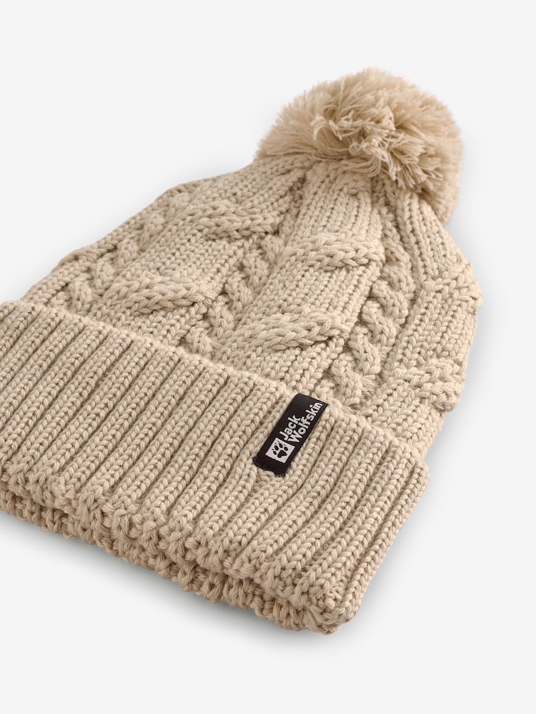 Jack Wolfskin Pom Pom Knitted White Beanie - Image 2 of 4