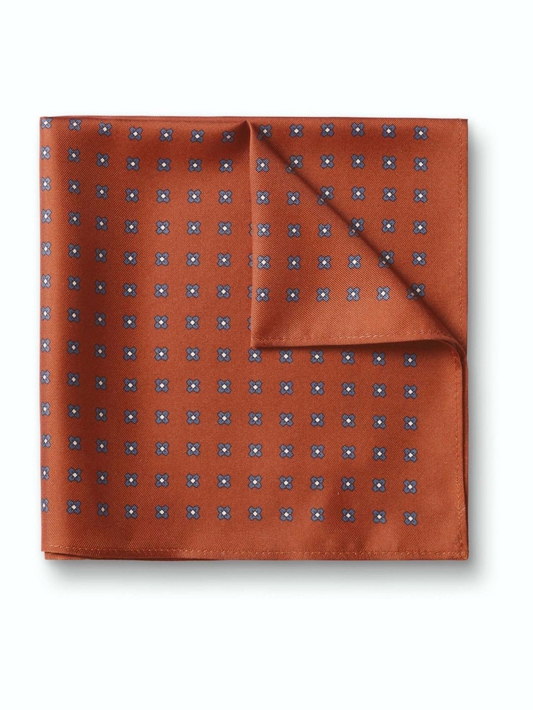 Charles Tyrwhitt Orange Floral Silk Pocket Square - Image 1 of 3 Charles Tyrwhitt Orange Floral Silk Pocket Square - Image 1 of 3