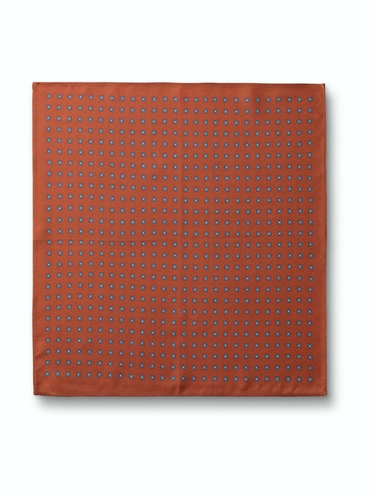 Charles Tyrwhitt Orange Floral Silk Pocket Square - Image 2 of 3 Charles Tyrwhitt Orange Floral Silk Pocket Square - Image 2 of 3