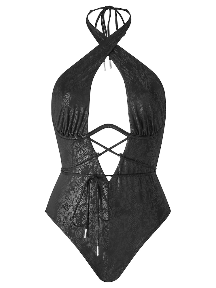 Ann Summers Black St Lucia Soft Halter Neck Swimsuit - Image 4 of 4
