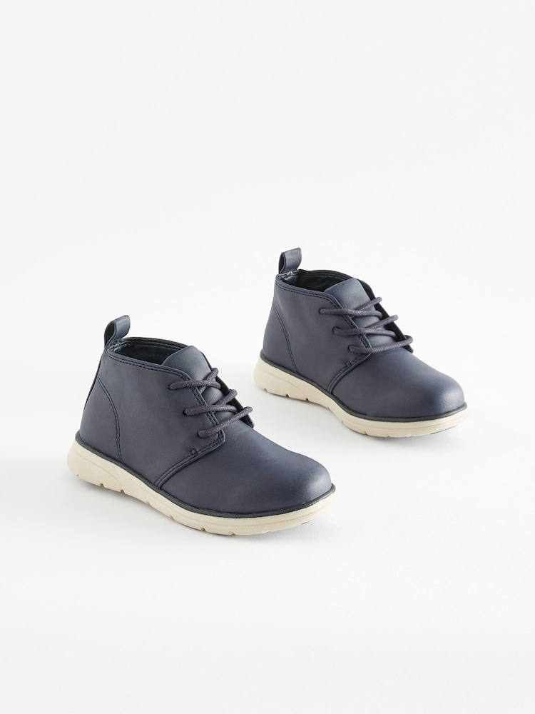 Navy Blue Lace-Up Desert Boots - Image 1 of 5