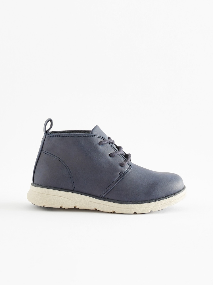 Navy Blue Lace-Up Desert Boots - Image 2 of 5