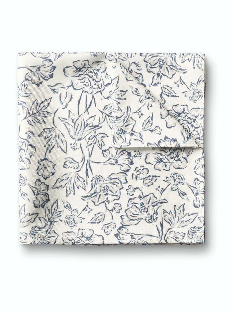 Charles Tyrwhitt White Floral Floral Silk Pocket Square - Image 1 of 3 Charles Tyrwhitt White Floral Floral Silk Pocket Square - Image 1 of 3