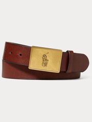 Polo Ralph Lauren Pony Logo Plaque Leather Belt - Image 1 of 3
