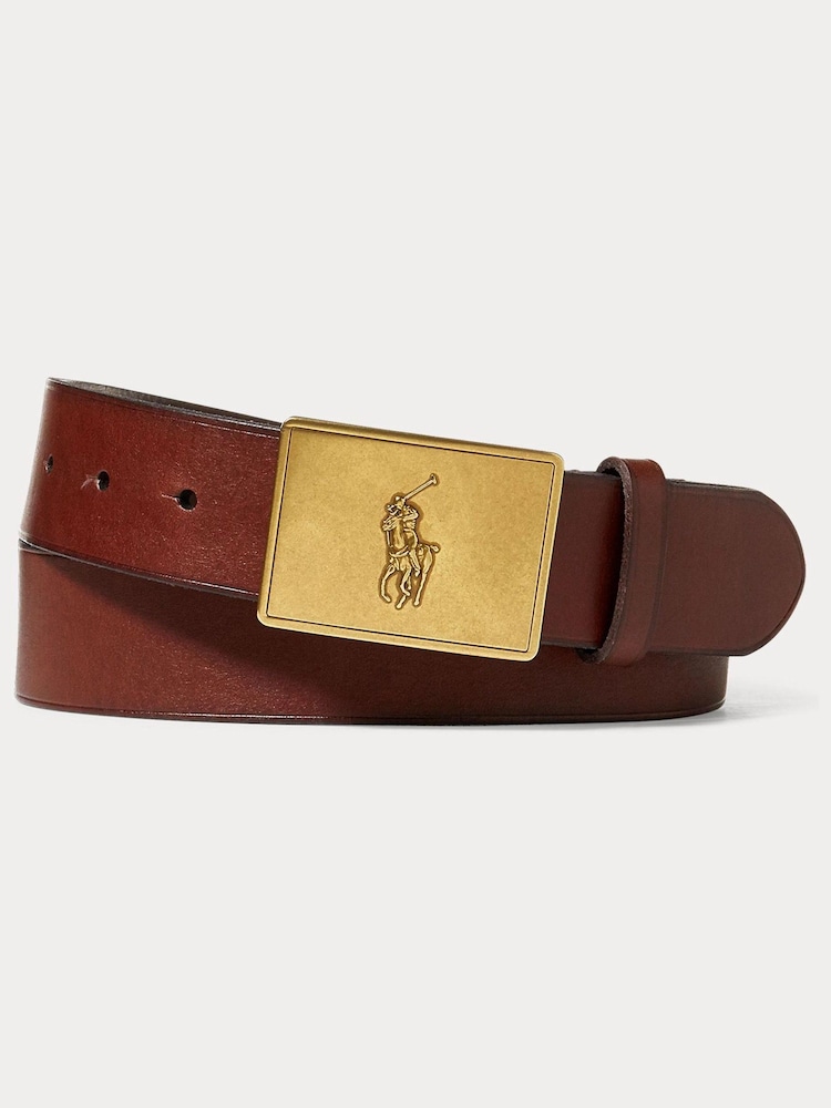 Polo Ralph Lauren Pony Logo Plaque Leather Belt - Image 1 of 3