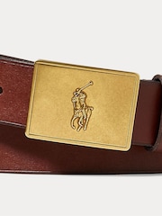 Polo Ralph Lauren Pony Logo Plaque Leather Belt - Image 2 of 3