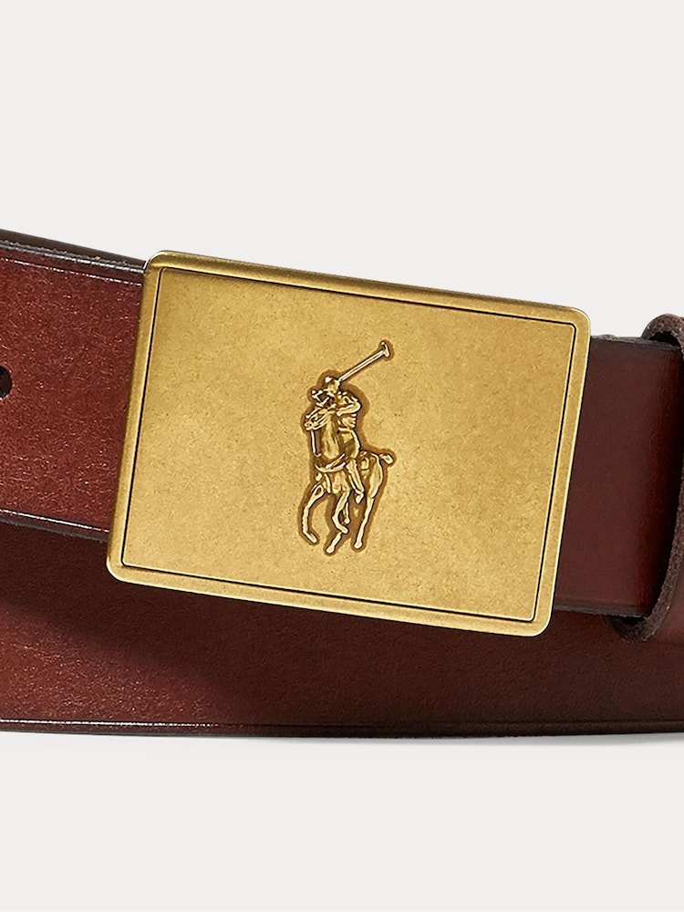 Polo Ralph Lauren Pony Logo Plaque Leather Belt - Image 2 of 3 Polo Ralph Lauren Pony Logo Plaque Leather Belt - Image 2 of 3