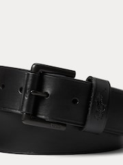 Polo Ralph Lauren Dark Black Leather Pony Player Belt - Image 2 of 2