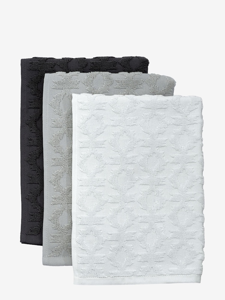 Set of 3 Grey Set of 3 Tea Towels - Image 3 of 3