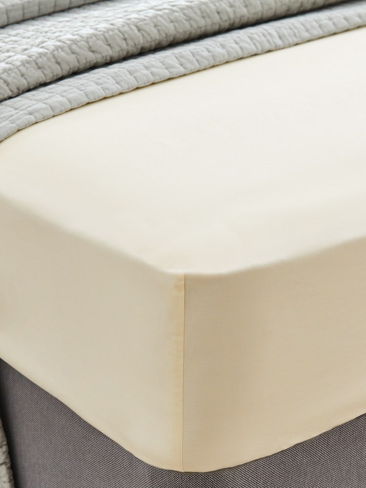 Laura Ashley Cream 200 Thread Count 100% Cotton Fitted Sheet - Image 1 of 3