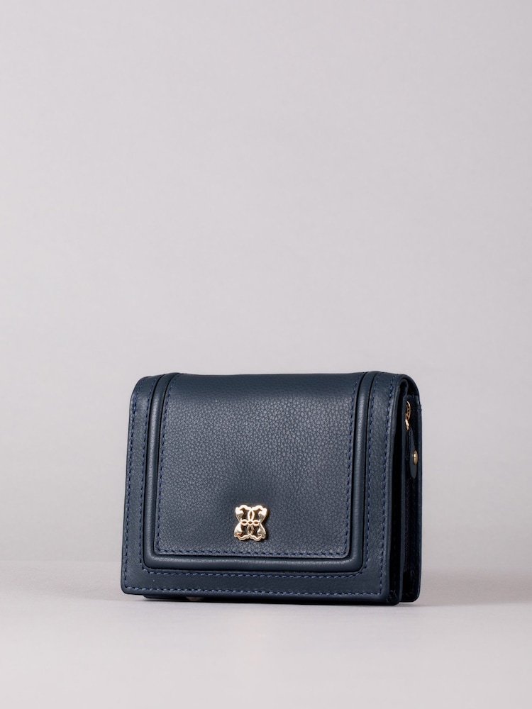 Lakeland Leather Blue Small Icon Leather Flapover Purse - Image 1 of 4