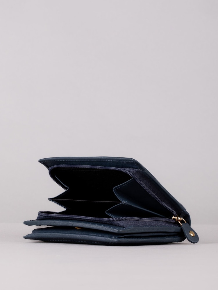 Lakeland Leather Blue Small Icon Leather Flapover Purse - Image 3 of 4