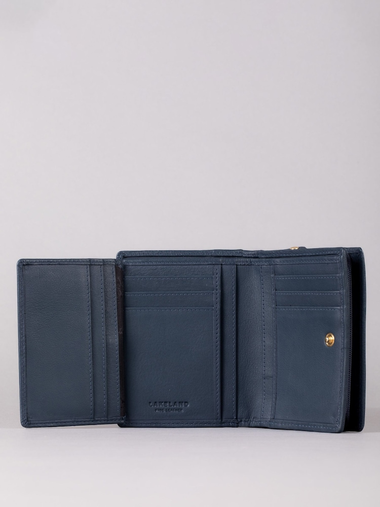 Lakeland Leather Blue Small Icon Leather Flapover Purse - Image 4 of 4