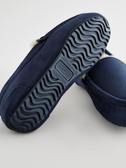 Navy Blue with Neutral Warm Lining Cosy Moccasin Slippers - Image 5 of 5