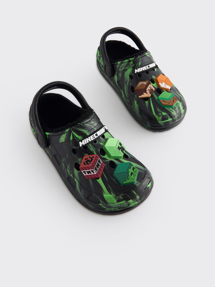 Negro/verde - Minecraft Warm Lined Slipper Clogs - Imagen 1 de 5