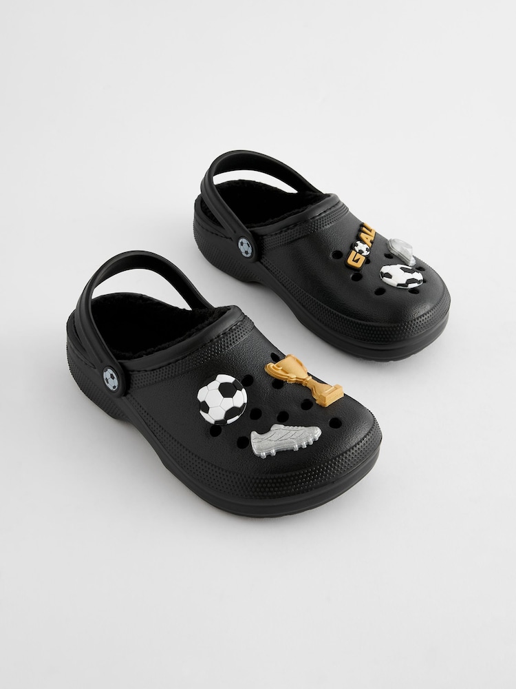 Black Football Slippers Clogs - Image 1 of 6