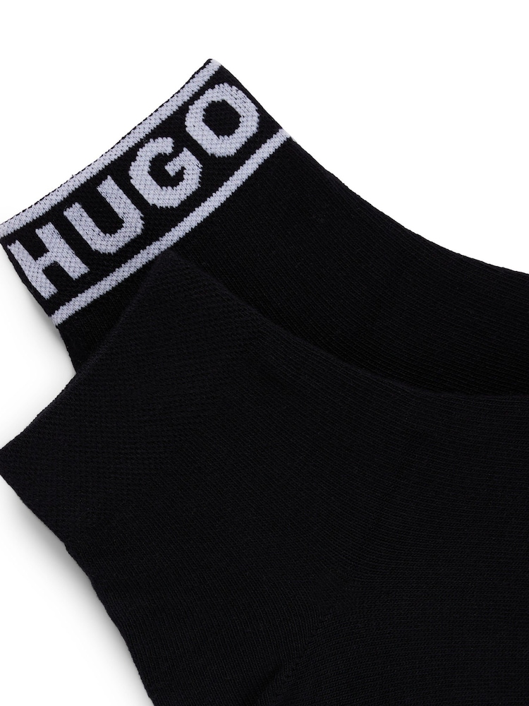 HUGO Black Logo Ankle Socks 2 Pack - Image 3 of 3