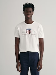 Weiß - GANT T-Shirt mit Grafik-Wappen-Logo - Bild 1 von 5