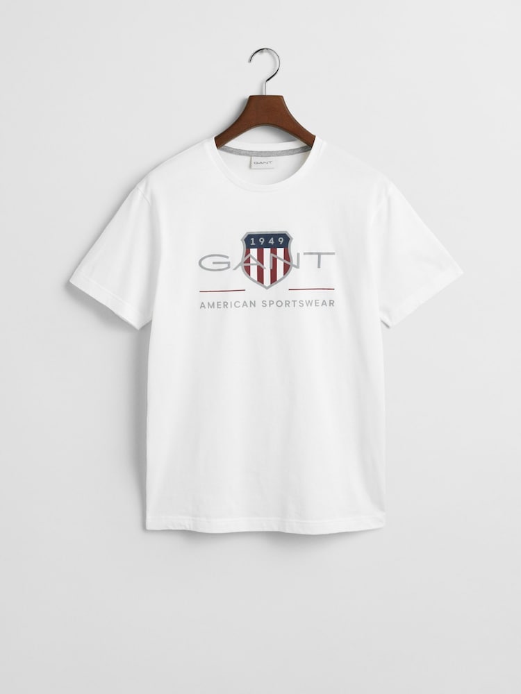 GANT White Shield Graphic Logo T-Shirt - Image 4 of 4