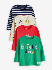 Rainbow 100% Cotton Long Sleeve Tops 4 Pack (3mths-7yrs) - Image 1 of 7
