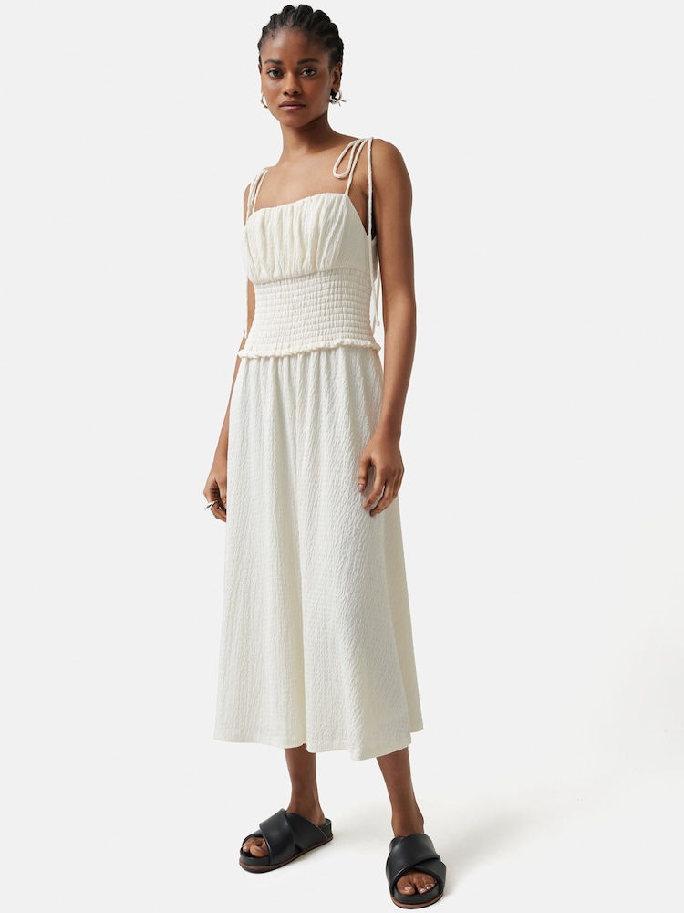 Jigsaw Crinkle Jersey Strap White Dress - Image 1 of 7