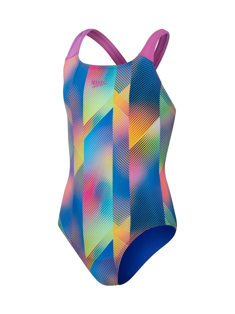 Speedo Pink Girls Digital All-Over Powerback Swimsuit - Image 1 of 5