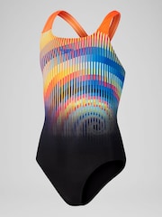 بدلة سباحة للبنات Powerback بطبعة رقمية من Speedo - صورة 1 من 4