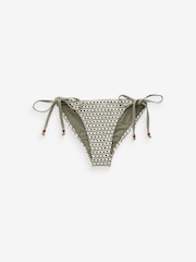 Khaki Green/Cream Crochet Tie Side Bikini Bottoms - Image 6 of 6