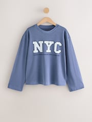 Navy NYC Graphic Long Sleeve T-Shirt - Image 1 of 3