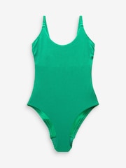 Green Crinkle Scoop Neck Tummy Control Swimsuit - Image 5 of 5