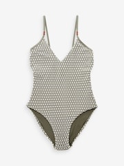 Sage Green/Cream Crochet Plunge Tummy Control Swimsuit - Image 8 of 8