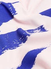 Blue/Cream Abstract Twist One Shoulder Tummy Control Swimsuit - Image 9 of 9